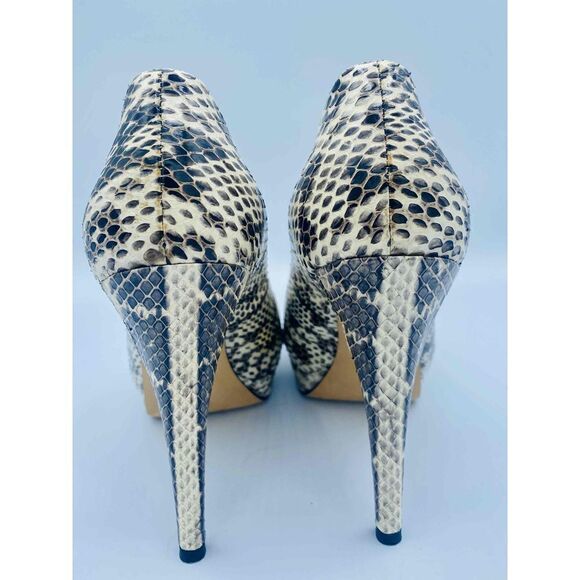 Vera Wang Lavender Demario PeepToe Heel Beige/Gray/Black snakeskin Womens Sz 8.5 - Picture 3 of 7